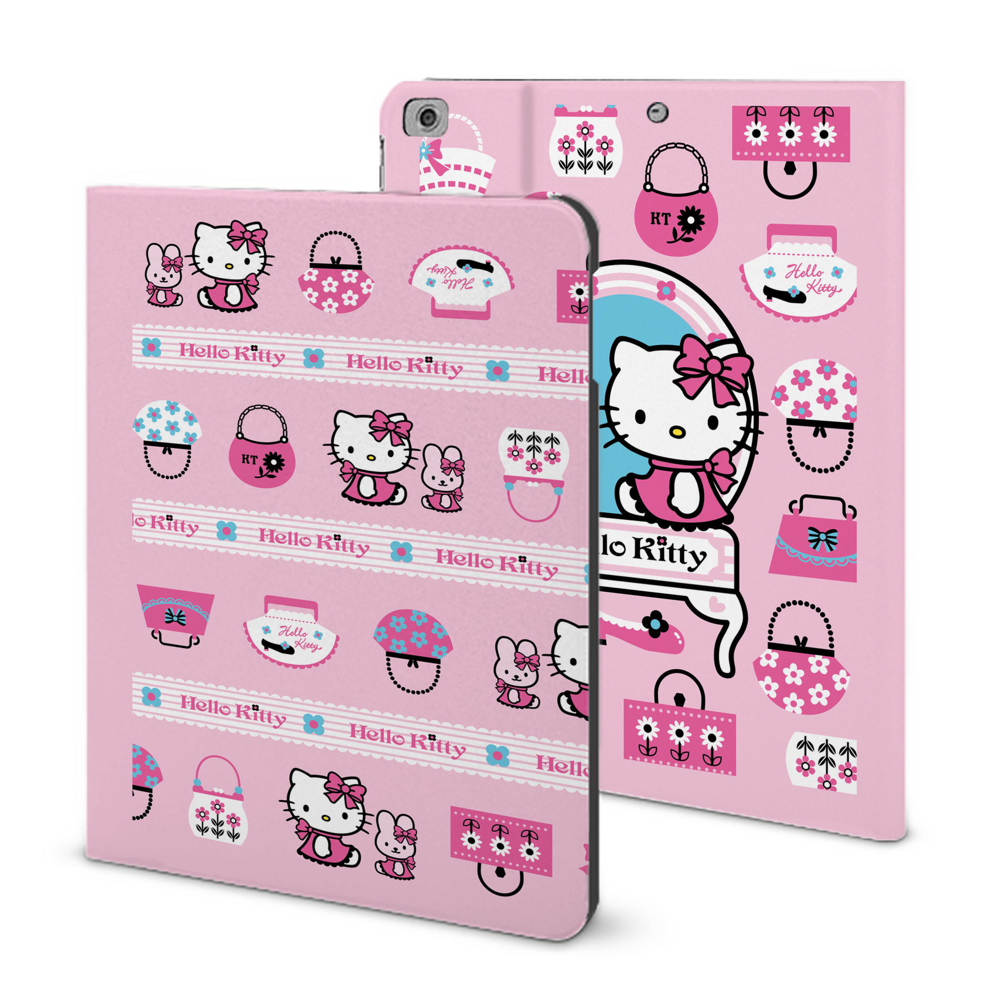 （画像用） Hello Kitty ハローキティ IPad ケース ブック型 PUレザー TPU 耐衝撃 軽量 薄型 ペン収納なし 全面保護 IPad 各モデル対応